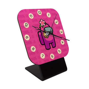 Among US girl, Επιτραπέζιο ρολόι σε φυσικό ξύλο (10cm)