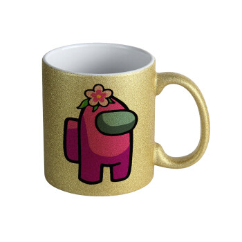 Among US girl, Κούπα Χρυσή Glitter που γυαλίζει, κεραμική, 330ml