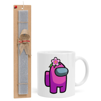 Among US girl, Easter Set, Ceramic Cup (330ml) & Easter aromatic flat candle (30cm) (GRAY)