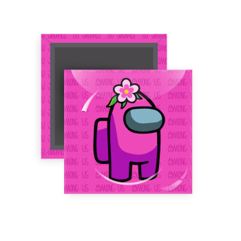 Among US girl, Μαγνητάκι ψυγείου τετράγωνο διάστασης 5x5cm