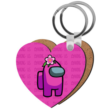 Among US girl, Μπρελόκ Ξύλινο καρδιά MDF