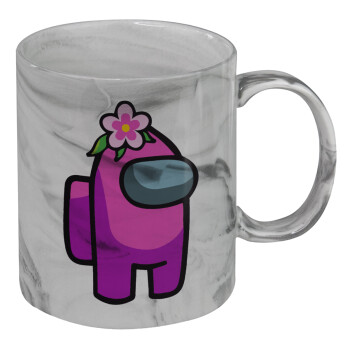 Among US girl, Mug ceramic marble style, 330ml