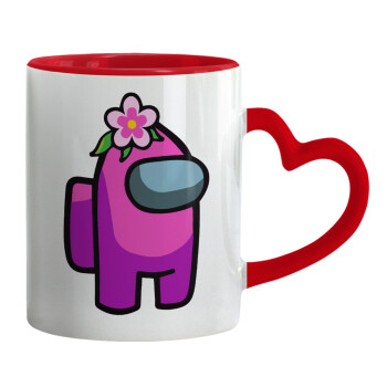 Among US girl, Mug heart red handle, ceramic, 330ml