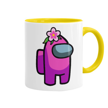 Among US girl, Κούπα χρωματιστή κίτρινη, κεραμική, 330ml