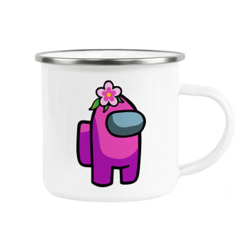 Among US girl, Metallic enamel cup white 360ml