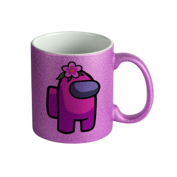 Among US girl, Κούπα Μωβ Glitter που γυαλίζει, κεραμική, 330ml