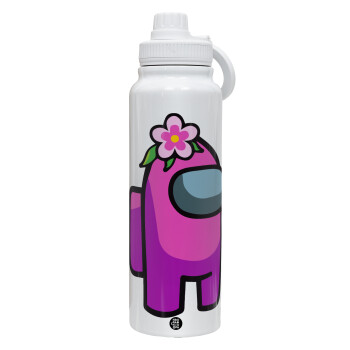 Among US girl, 1L Stainless Steel Thermal Bottle with Phone Holder & Double Wall Insulation
