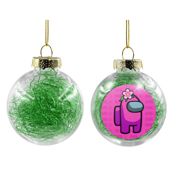 Among US girl, Transparent Christmas tree ball ornament with green filling 8cm