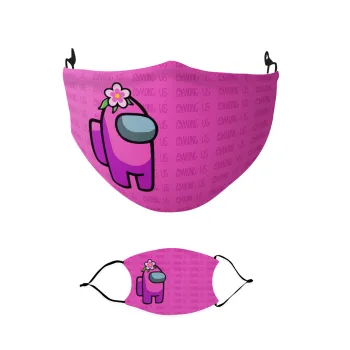 Among US girl, Μάσκα υφασμάτινη παιδική πολλαπλών στρώσεων με υποδοχή φίλτρου