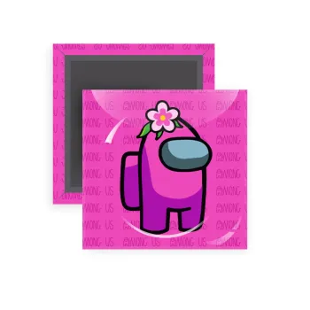 Among US girl, Μαγνητάκι ψυγείου τετράγωνο διάστασης 5x5cm