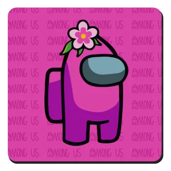 Among US girl, Τετράγωνο μαγνητάκι ξύλινο 9x9cm