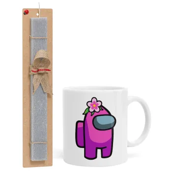 Among US girl, Easter Set, Ceramic Cup (330ml) & Easter aromatic flat candle (30cm) (GRAY)