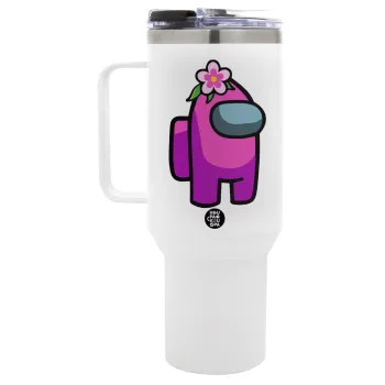 Among US girl, Mega Tumbler με καπάκι, διπλού τοιχώματος (θερμό) 1,2L