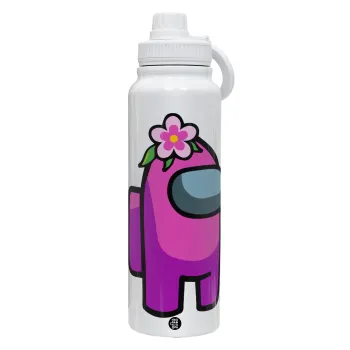 Among US girl, Θερμός 1L Ανοξείδωτο με Βάση Κινητού & Διπλά Τοιχώματα