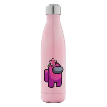 Among US girl, Metal mug thermos Pink Iridiscent (Stainless steel), double wall, 500ml