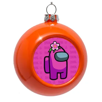 Among US girl, Στολίδι Χριστουγεννιάτικη μπάλα δένδρου Πορτοκαλί 8cm