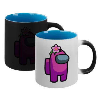 Among US girl, Κούπα Μαγική εσωτερικό μπλε, κεραμική 330ml που αλλάζει χρώμα με το ζεστό ρόφημα