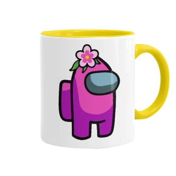 Among US girl, Κούπα χρωματιστή κίτρινη, κεραμική, 330ml