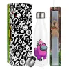 Easter candle, metallic white thermos bottle (500ml) & aromatic flat candle (30cm) (GRAY)