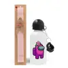Easter Set, metallic aluminum bottle (500ml) & aromatic flat Easter candle (30cm) (PINK)