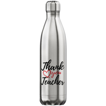 Thank you teacher, Μεταλλικό παγούρι θερμός Inox (Stainless steel), διπλού τοιχώματος, 750ml