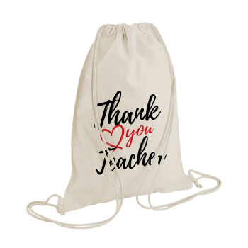 Thank you teacher, Τσάντα πλάτης πουγκί GYMBAG natural (28x40cm)