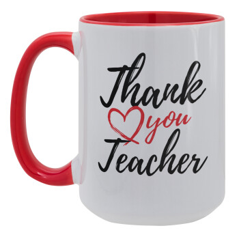 Thank you teacher, Κούπα Mega 15oz, κεραμική Κόκκινη, 450ml