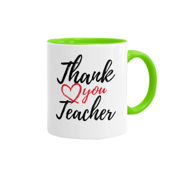 Thank you teacher, Mug colored light green, ceramic, 330ml