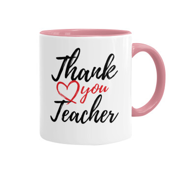 Thank you teacher, Κούπα χρωματιστή ροζ, κεραμική, 330ml