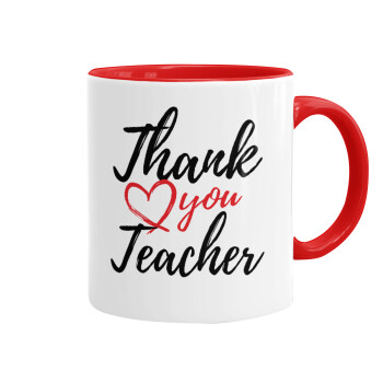 Thank you teacher, Mug colored red, ceramic, 330ml
