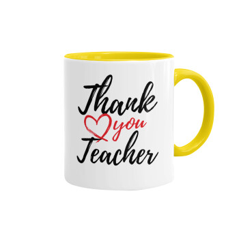 Thank you teacher, Mug colored yellow, ceramic, 330ml