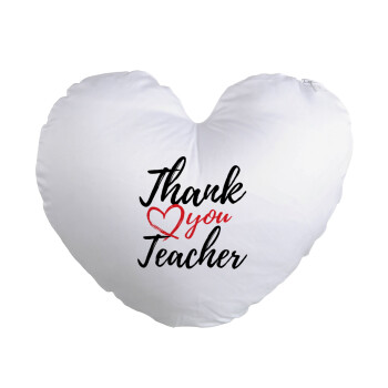 Thank you teacher, Μαξιλάρι καναπέ καρδιά 40x40cm περιέχεται το  γέμισμα