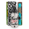 Easter Set, metallic silver aluminum water bottle (500ml) & scented flat Easter candle (30cm) (TURQUOISE)