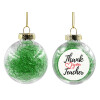Transparent Christmas tree ball ornament with green filling 8cm