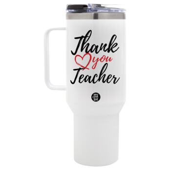 Thank you teacher, Mega Tumbler με καπάκι, διπλού τοιχώματος (θερμό) 1,2L