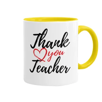 Thank you teacher, Mug colored yellow, ceramic, 330ml
