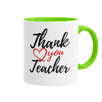 Thank you teacher, Mug colored light green, ceramic, 330ml