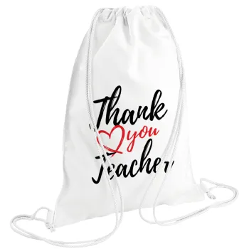 Thank you teacher, Backpack pouch GYMBAG white (28x40cm)