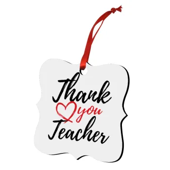 Thank you teacher, Christmas ornament polygon wooden 7.5cm