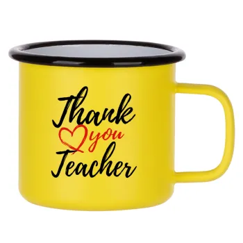 Thank you teacher, Κούπα Μεταλλική εμαγιέ ΜΑΤ Κίτρινη 360ml