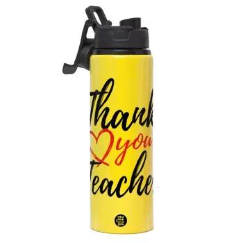 Thank you teacher, Μεταλλικό παγούρι νερού με καπάκι ασφαλείας, αλουμινίου 850ml