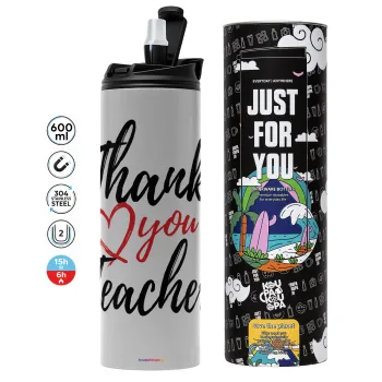 Thank you teacher, Tumbler stainless steel GREY 600ml