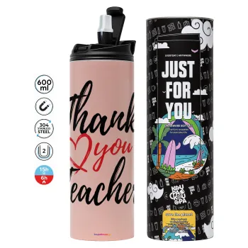 Thank you teacher, Tumbler stainless steel PINK 600ml