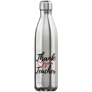 Thank you teacher, Inox (Stainless steel) hot metal mug, double wall, 750ml