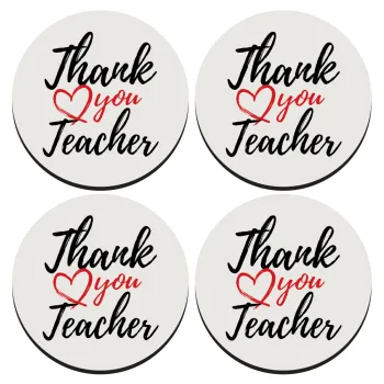 Thank you teacher, ΣΕΤ 4 Σουβέρ ξύλινα στρογγυλά (9cm)