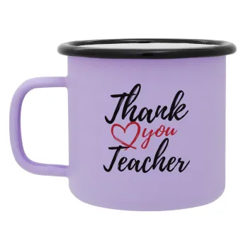 Thank you teacher, Κούπα Μεταλλική εμαγιέ ΜΑΤ Light Pastel Purple 360ml