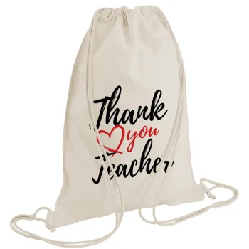 Thank you teacher, Backpack bag GYMBAG natural (28x40cm)