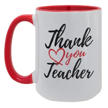 Thank you teacher, Κούπα Mega 15oz, κεραμική Κόκκινη, 450ml