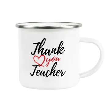 Thank you teacher, Metallic enamel cup white 360ml