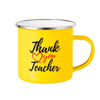 Thank you teacher, Yellow Enamel Metallic Cup 360ml